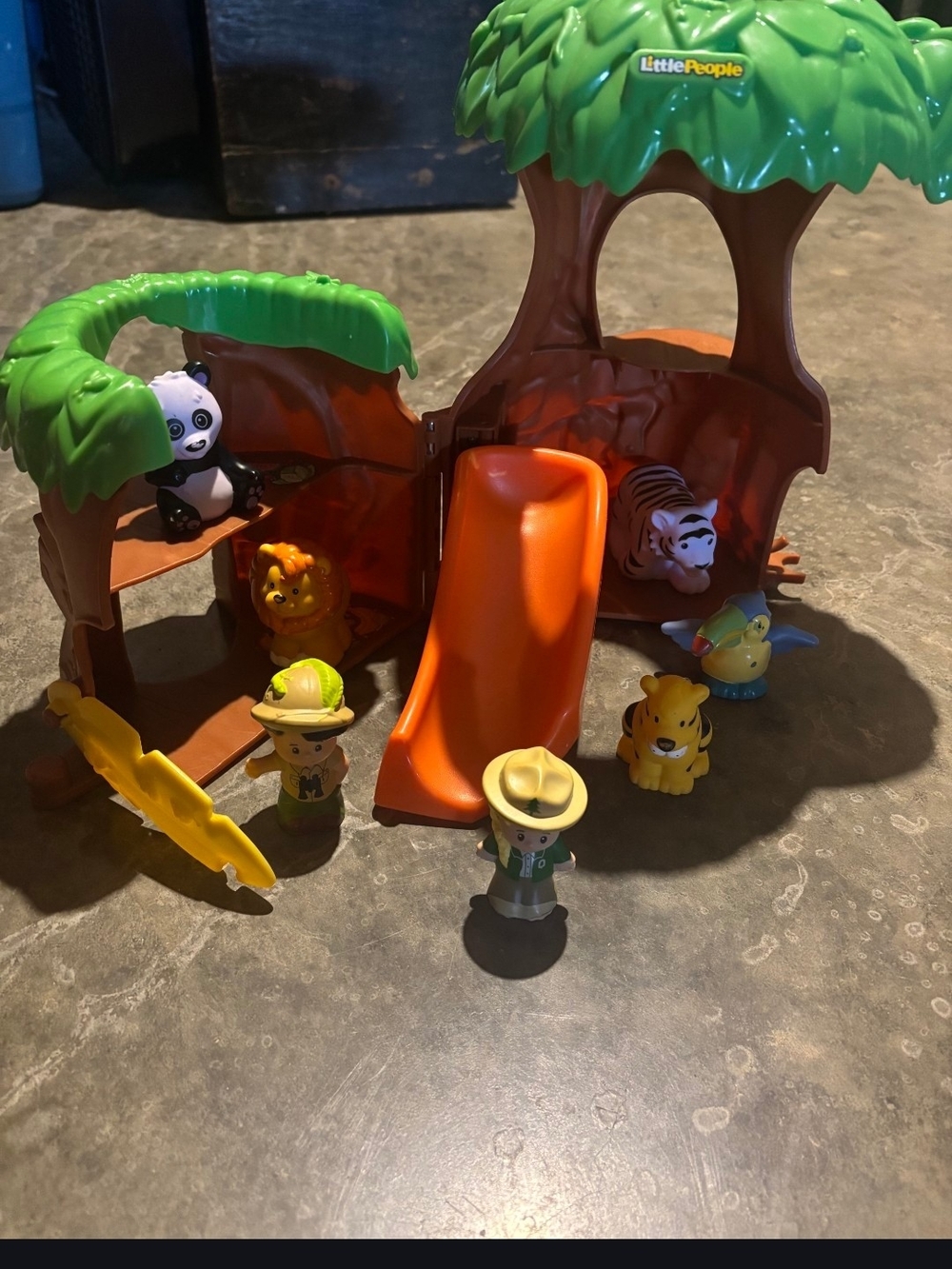 Little People Jungle Adventure Playset with Orange Slide and Green Canopy